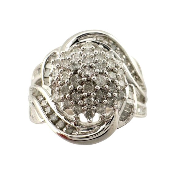 3/4 Carat Diamond Ring with Cluster and Baguette Diamonds Size 5 - Picture 1 of 15